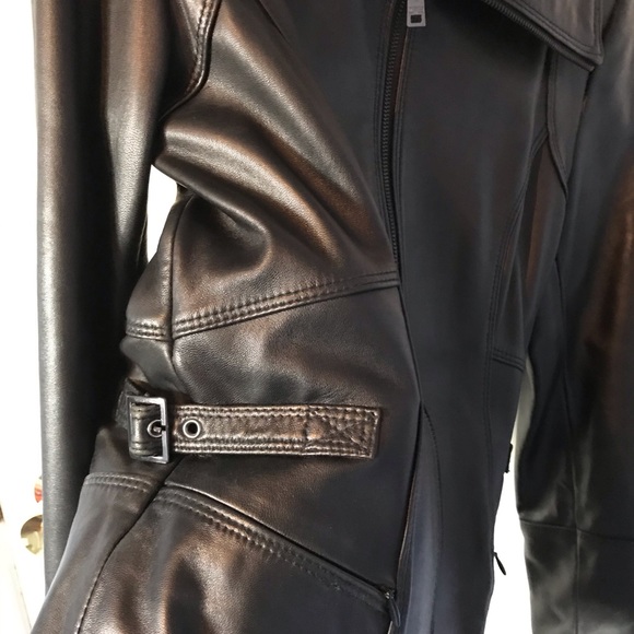 Andrew Marc Black leather jacket - Picture 3 of 6